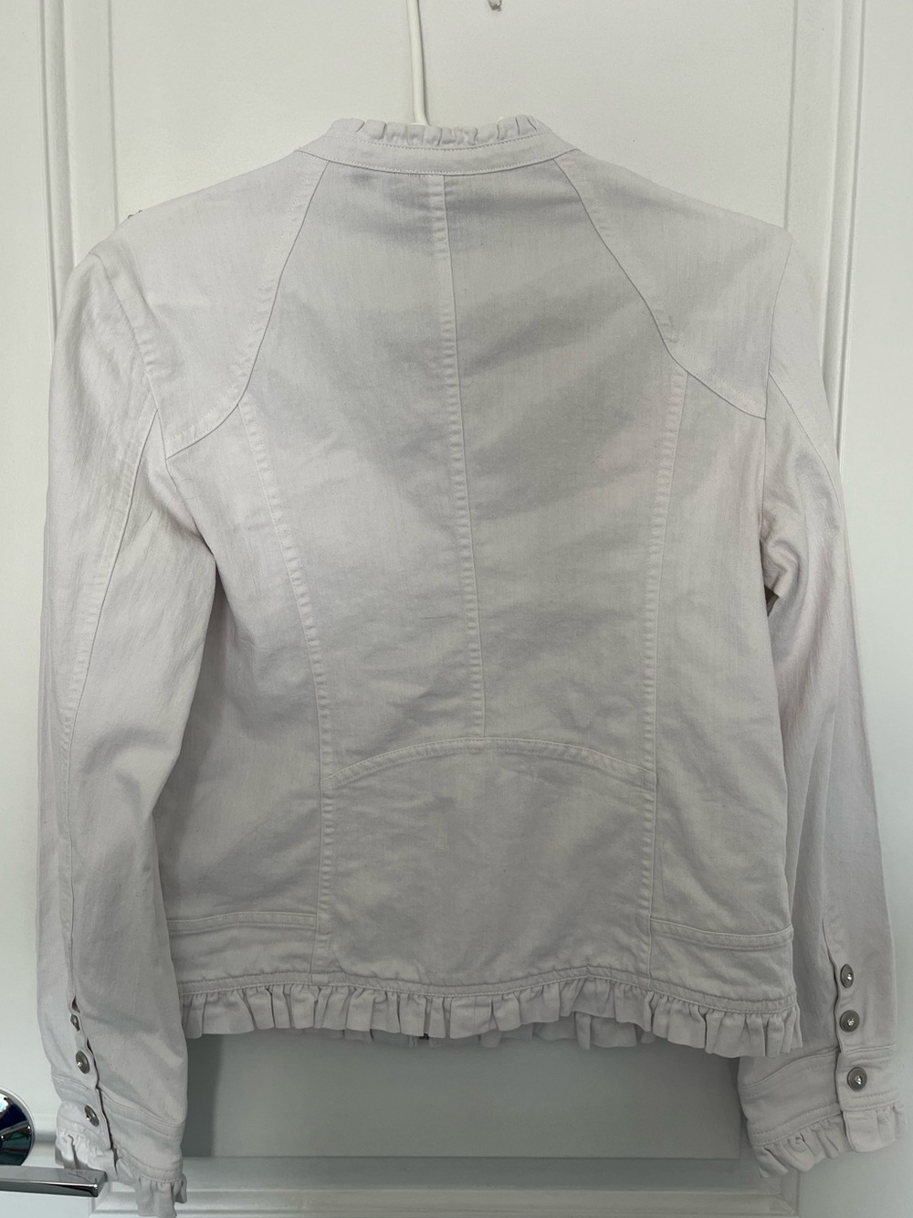 Christine Alexander White Rhinestone Ruffle-Hem Zip Jacket - Picture 3 of 3